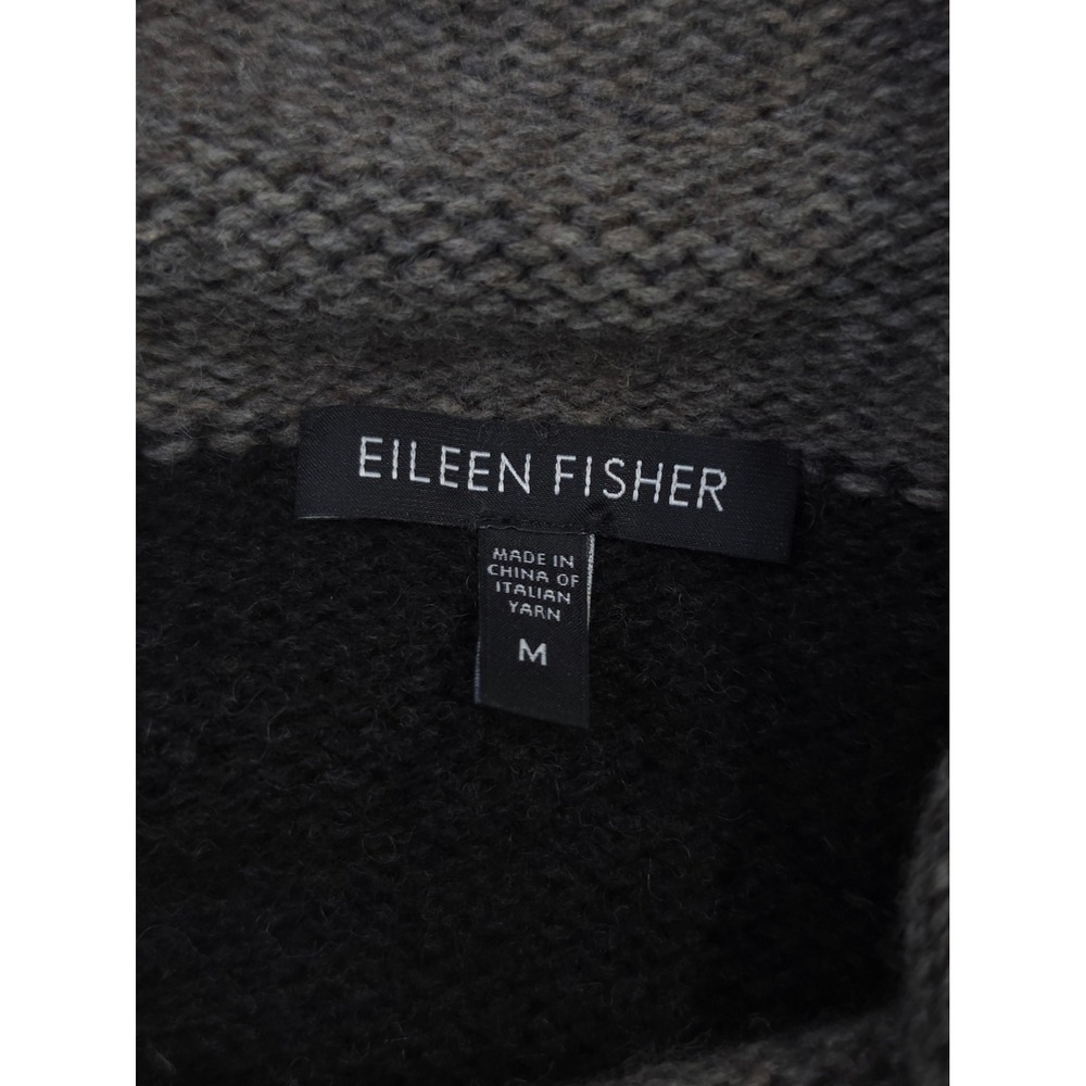 Eileen Fisher Cowl Neck Sweater Women Medium Soft Yak Wool Charcoal Taupe - Picture 3 of 7